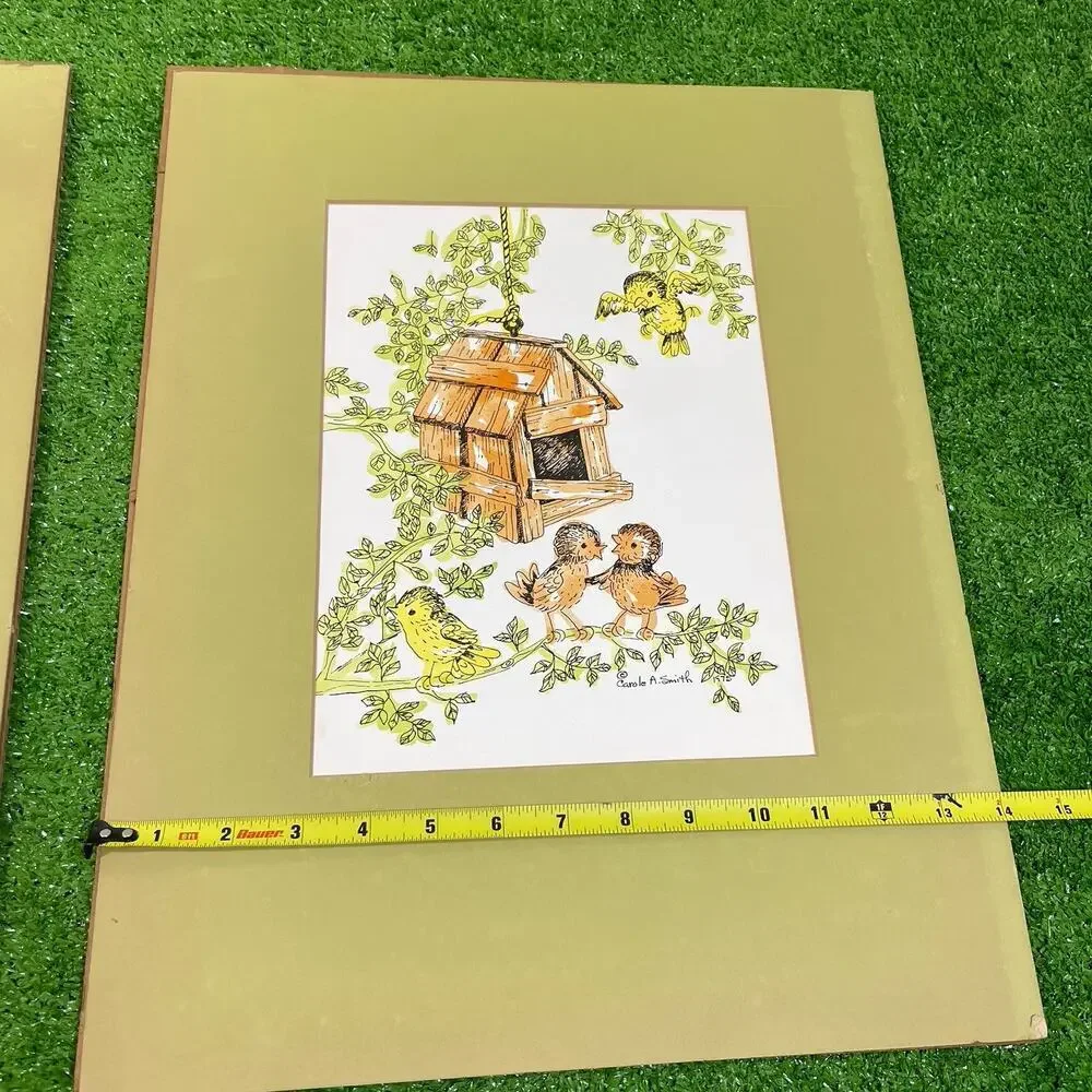 Vintage‎ 70s Carole A. Smith 3 Set Nursery Wall Decor Nature Animals Watercolor